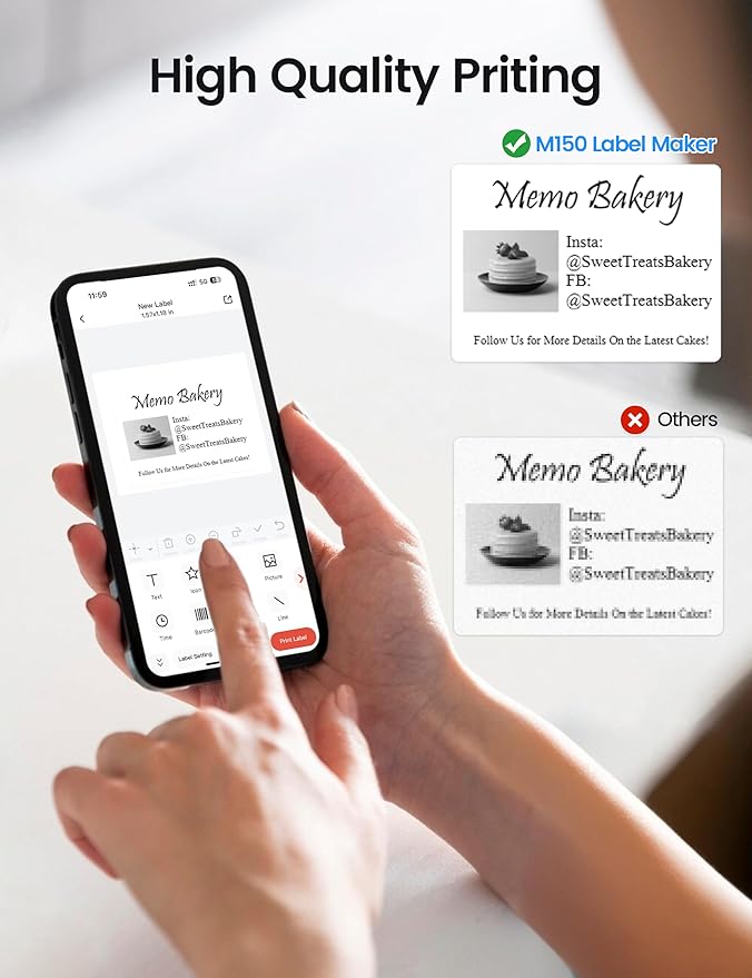 Phomemo Label Maker, M150 2 Inch Mini Label Maker Machine with Tape, Bluetooth Thermal Sticker Printer for Home, Office, School and Small Business, Comaptible with Phone & PC