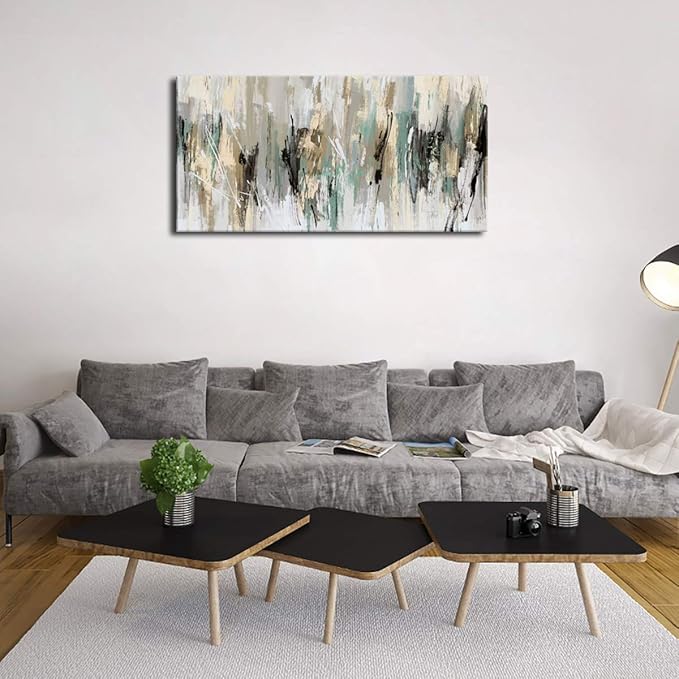 tigeridge Abstract Wall Art Grey Canvas Art Modern Canvas Pictures Contemporary Canvas Artwork for Bedroom Living Room Bathroom Kitchen Office Home Wall Decor Framed Ready to Hang 24" x 48"