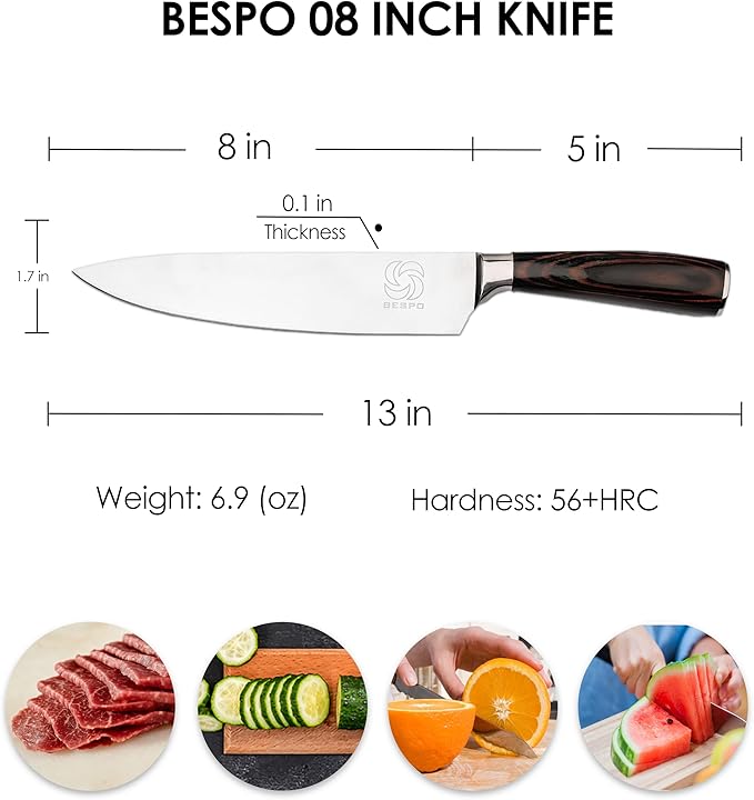 Professional Japanese Chef Knife - Pro Kitchen Knife 8 Inch Chef's Knives High Carbon Stainless Steel Sharp Paring with Ergonomic & Stylish Handle, Magnetic Gift Box Useful Kitchen Gadgets