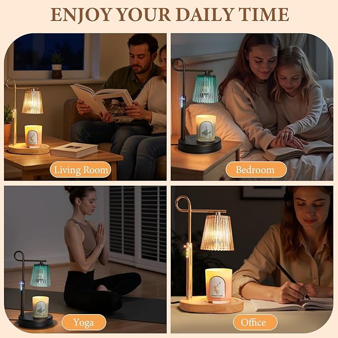Candle Warmer Lamp with Timer Dimmer, Adjustable Height Wax Warmer Lamp for Jar Candle, Wax Melter House Warming Gifts New Home Décor, Birthday Gifts for Women Mom (Black)