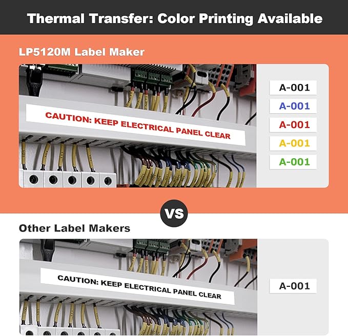 SUPVAN LP5120M Label Maker Machine Bundle (5 Tapes Included) with Keyboard & AC Adapter, Waterproof Thermal Transfer Label Printer with Ik+ Icons for Garage, Home, Office Organization