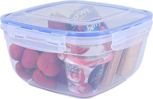 Superio Sealed Food Container, Large Meal Prep Container, 4 Quart, 16 Cups, 128 Oz, Lunch Prep Containers, Food Bowl with Latches- Clear Bin with Leakproof Lid, BPA Free