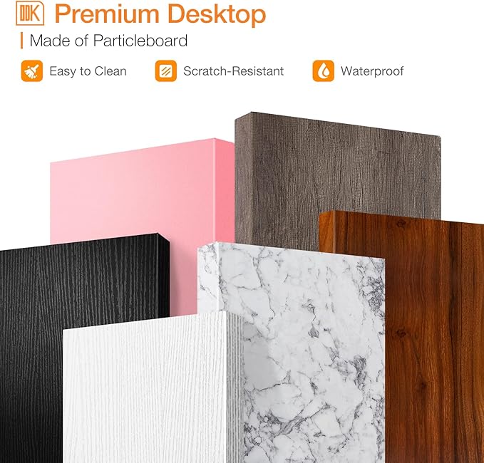 ODK Small Desk, 27.5 Inch Computer Desk for Small Spaces, Compact Desk with Storage, Tiny Study Table with Monitor Stand for Home Office, White Marble + Gold Leg