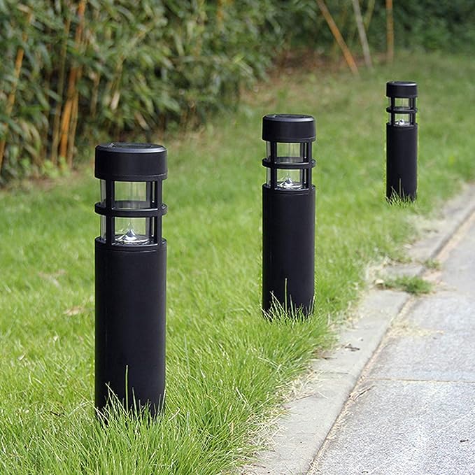 SUNWIND Solar Garden Lights Outdoor LED Bollard Solar Powered Path Lighting for Patio Pathway Backyard Lawn Landscaping (Black-6 Pack)