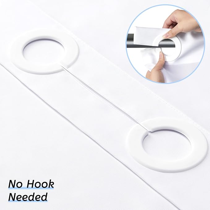 Furlinic White Shower Curtain No Hooks Needed,Polyester Fabric Long Shower Curtain Liner 78 Length with 10 Plastic Split Grommets,Machine Washable & Waterproof Bathroom Curtains,78x78 Inch