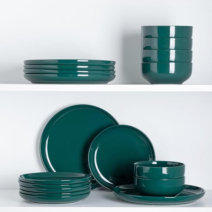 AmorArc Ceramic Dinnerware Sets for 6,Porcelain Plates and Bowls Sets, Scratch Resistant Dishes Set, Dishwasher & Microwave & Oven Safe Dishes Set,White Dishware Service for 6-18 pcs