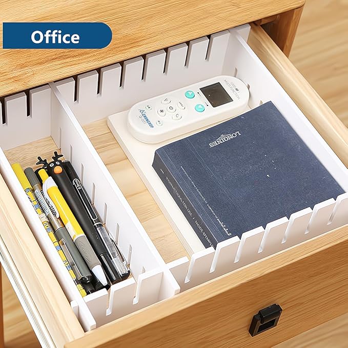 Drawer Divider,Adjustable Drawer Dividers Organizers for Baby Clothes, Underwear,Sock,Expandable Office Dresser Bathroom Desk Kitchen Separators Organizer (8 Pcs White)