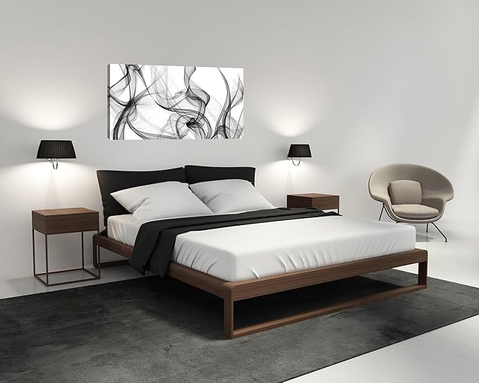 XXMWallArt FC3850 Abstract Wall Art Light Streak Black and White Abstract Line Canvas Wall Art for Living Room Bedroom Bathroom Office Wall Decor