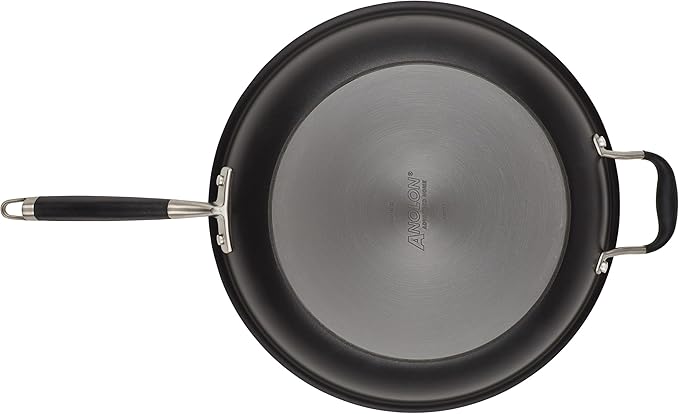 Anolon Advanced Home Hard Anodized Nonstick Frying Pan, 14.5 Inch – Large Skillet with Helper Handle, 14 Inch Nonstick Frying Pan, Durable Cookware - Onyx