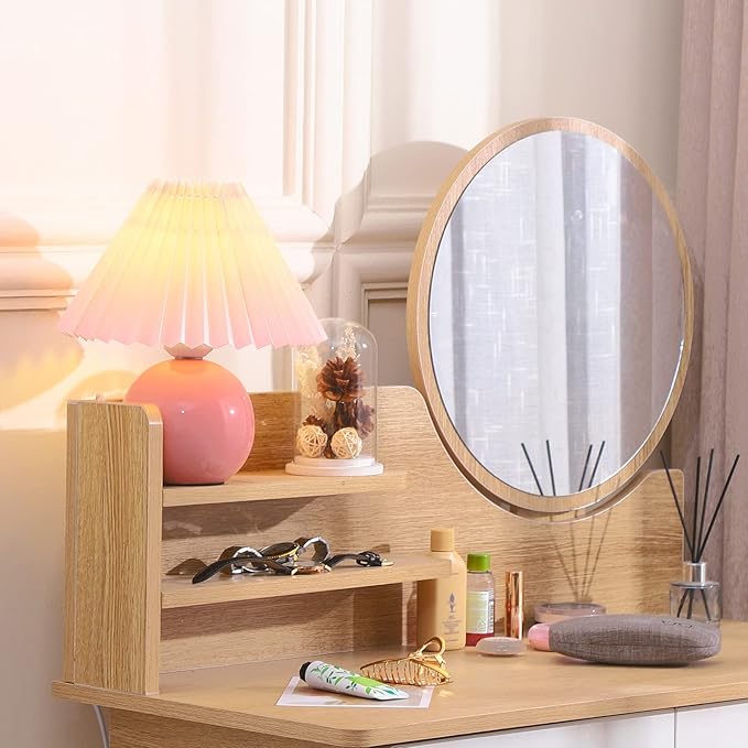 Zenply Korean Pleated Table Lamp, Bedside Nightstand Mini Lamp for Bedroom Living Room Side Table Small Spaces