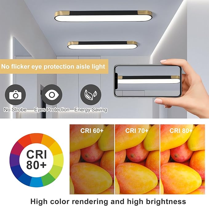 Tioolo Dimmable LED Ceiling Lights Flush Mount Ceiling Light 4FT LED Wraparound Light with Remote Linear Light Fixture for Kitchen Laundry Closet Garage Office Hallway (60W/3000-6500K)