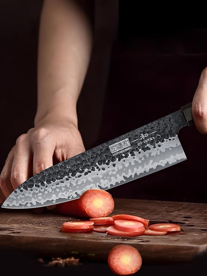 8 Inch Japanese Gyuto Chef Knife, 9 Layers 10Cr15CoMoV High Carbon Steel Kitchen Knife, Professional Hand Forged Cooking Knife with Ergonomic Rosewood Handle