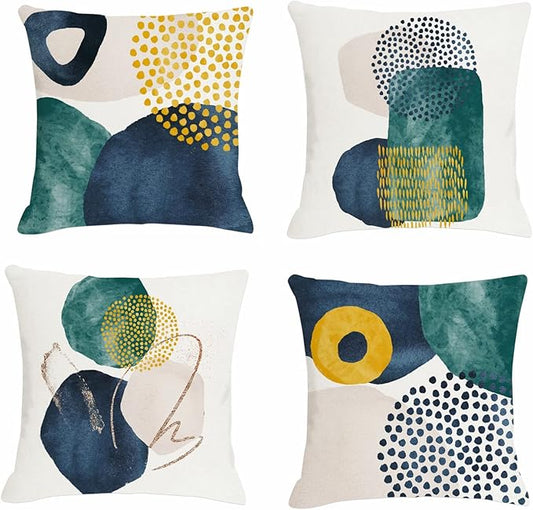 Jartinle Boho Abstract Pillow Covers 18x18 Set of 4 Mid Century Modern Throw Pillow Covers Geometric Pillow Covers for Outdoor Couch Sofa Minimalist Home Decor