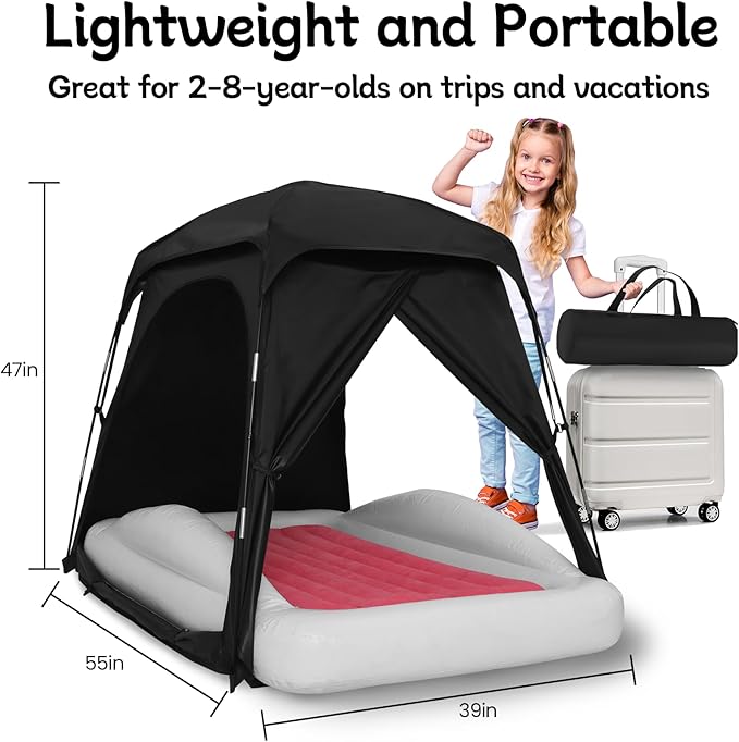 Blackout Tent for Pack and Play, Mini Crib, Kids Travel Bed & Cot, Sleep Pod for Baby & Toddler, Breathable Design with Fan Pouch & Monitor Pouch, Lightweight and Portable