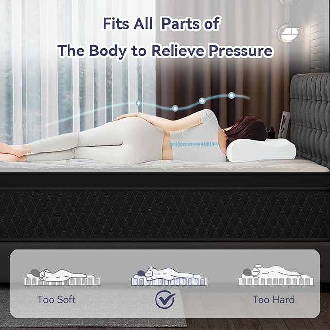 10 Inch Cal King Mattress,Memory Foam Hybrid Mattress in a Box,Individually Pocketed Springs for Isolate Motion, Pressure Relief, CertiPUR-US Certified, Fiberglass Free & Support Comfort