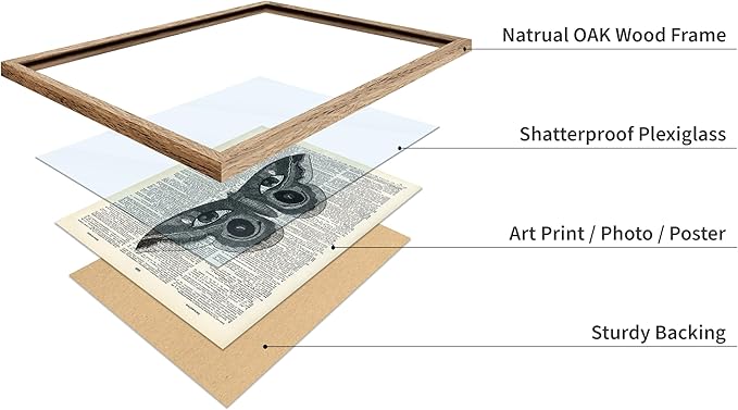 Poster Master Dictionary Art Poster - Butterfly Print - Eyes on Wings Art - Insect Art - Gift for Men, Women & Animal Lover - Gothic Decor for Living Room, Bedroom or Dorm, 16x20 Beige Framed