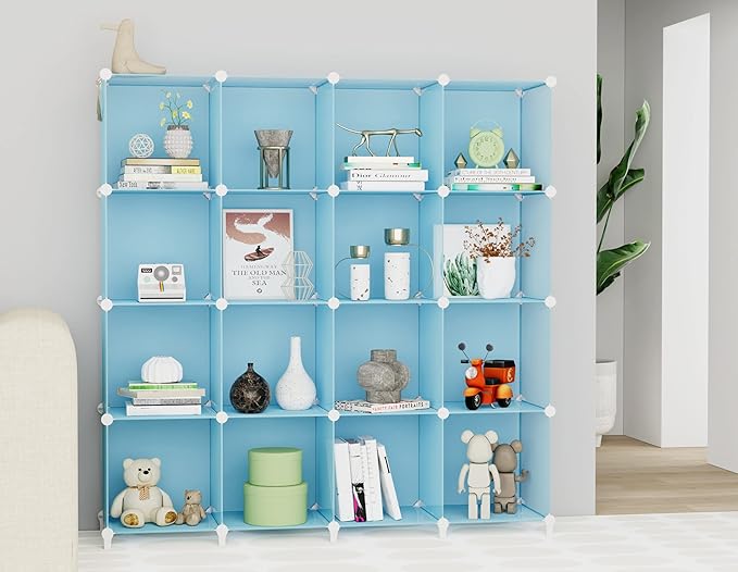 HOMIDEC Closet Organizers and Storage, 9 Cube Storage Organizer, Portable Closet Organizer Cubes Shelves for Clothes, Bedroom, Wardrobe, Kids Room, Bathroom, Blue