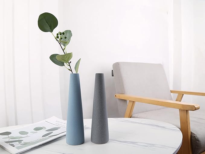 Ceramic Vase, Modern Home Decor Ceramic Vase, Frosted Porcelain Vase, Grey Minimalist Vase,Living Room Decoration，Ideal Shelf, Best Decoration. (White)