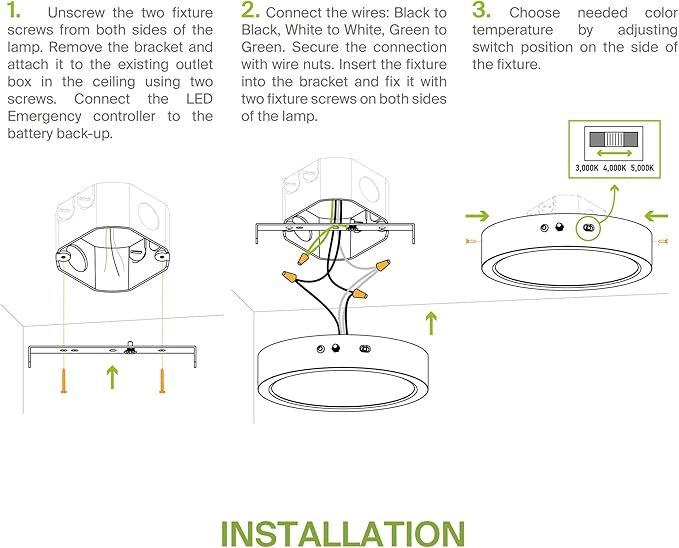 ASD LED 7" Round Flush Mount Ceiling Light Fixture, Low Profile Surface Lighting | 5CCT, Dimmable, Battery Backup, ETL Listed | 15W 1200LM 2700-6000K 120V | Kitchen, Hallway Lamp | White, 12 Pack