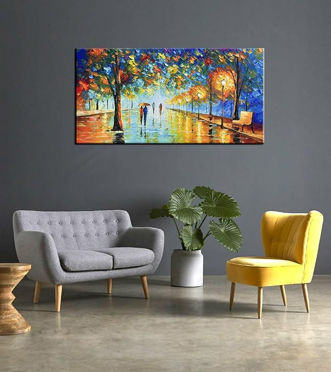Tyed art- Large Contemporary Wall Art Landscape Oil Painting On Canvas palette knife Textured Tree Painting hand-painted Acrylic Abstract Landscape wall art modern canvas painting Living room bedroom bedside sofa background painting 30x60inch