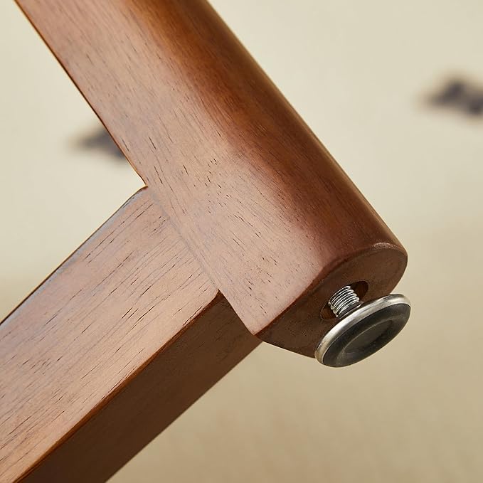 Small Round Coffee Table – 31.5" Solid Wood & Rattan Coffee Table, Modern Rustic Accent Table for Living Room, Boho Style, Walnut