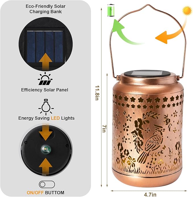 Solar Lanterns Outdoor Cardinal Lantern Garden Decor Waterproof Decor Light Hanging Solar Lights Yard Decor,Gifts for Women Gifts for Mom Gifts for Grandma