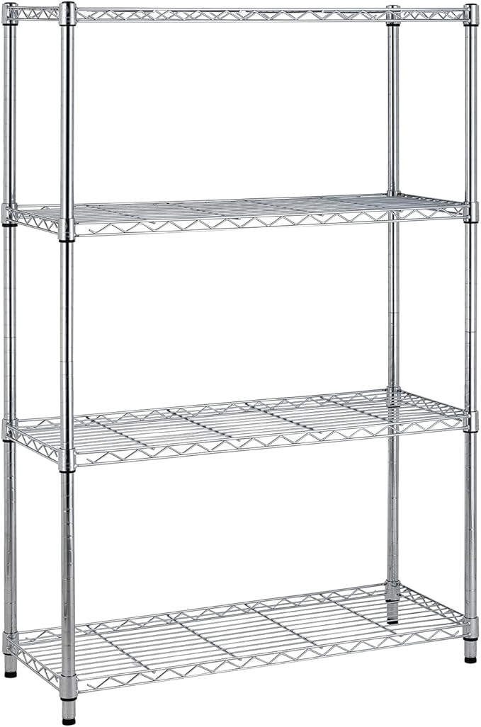 PayLessHere Shelves Shelf Storage Shelves 4 Tier Height Adjustable Shelving Unit NSF Certified 1000 lbs Total Load Capacity Stabilizing Leveling Feet Effortless Assembly (Chrome)
