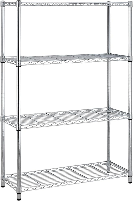 PayLessHere Shelves Shelf Storage Shelves 4 Tier Height Adjustable Shelving Unit NSF Certified 1000 lbs Total Load Capacity Stabilizing Leveling Feet Effortless Assembly (Chrome)