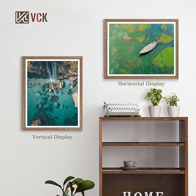 VCK 24x30 Poster Frame Set of 4 - Walnut, Gallery-Quality Wood Picture Frames, 1.1-Inch Wide Border, Polished Plexiglass, Vertical or Horizontal Wall Display for Photo/Art/Prints, Walnut