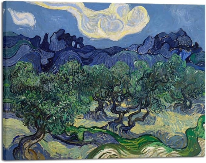 Wieco Art Olive Trees by Van Gogh Classic Abstract Oil Paintings Large Canvas Prints Wall Art Reproduction Artwork Wrapped Landscape Pictures for Living Room Bedroom Home Office Decor