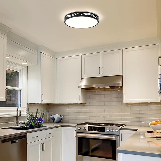 Modern Dimmable Ceiling Light Fixture,5CCT in One LED Flush Mount Kitchen Lights,Round Close to Ceiling Lamp for Hallway Entryway Bedroom Living Room Laundry Room Bathroom(Black,11.81 in,ETL Listed)