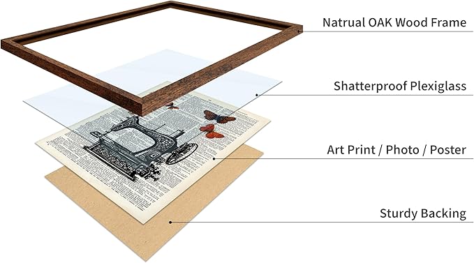 Poster Master Dictionary Art Poster - Sewing Machine Print - Sewing Art - Butterfly Art - Gift for Men, Women & Dressmaker - Chic Decor for Living Room, Bedroom or Office, 16x20 Brown Framed