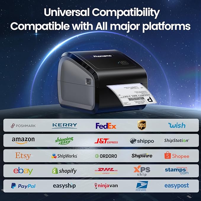 Phomemo Bluetooth Thermal Label Printer, D550BT 4x6 Shipping Label Printer for Small Business, Wireless Barcodes Printer for Shipping Packages, Compatible with iPhone, Android, Mac, Shopify, USPS