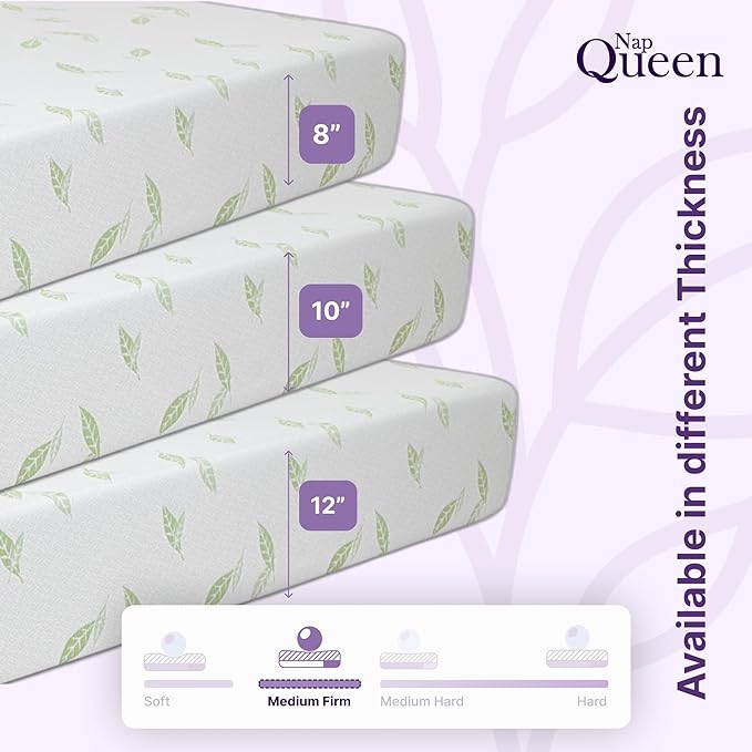NapQueen Full Size, 10 Inch Anula Green Tea Infused Memory Foam Mattress, Bed in a Box, CertiPUR-US Certified Mattress