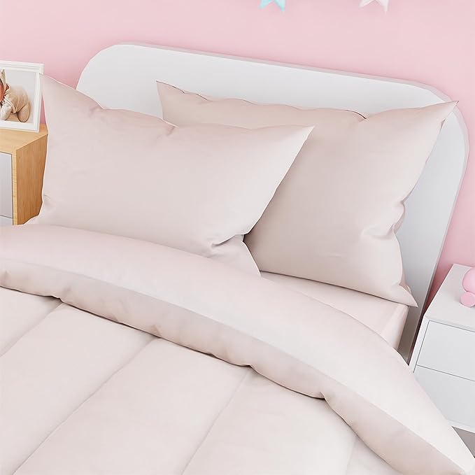 SANDJEST Beige Duvet Cover Sets Twin Size for Kids Boys Girls, Include 1 Polyester Comforter Cover 68x86 Inches and 1 Pillowcase 20x26 Inches, Comforter Not Included, Gift for Christmas Birthday