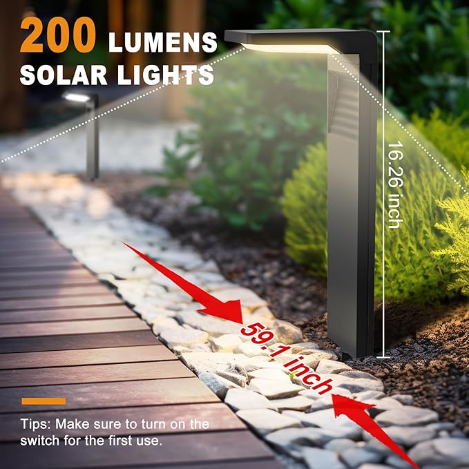 Solar Pathway Lights, 2 Pack LED Solar Lights Outdoor Waterproof, Bright Landscape Path Lights for Yard Patio Driveway Walkway Decorative with Warm and Cool White Light