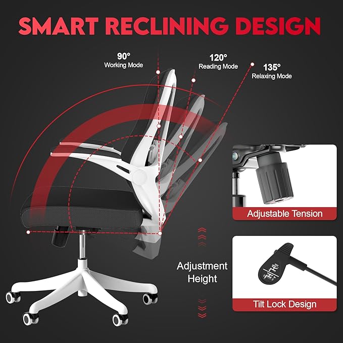 Ergonomic Office Chair - Comfy Desk Chairs with Wheels and Arms, 400LB Heavy Duty Mesh Computer Chairs with Comfortable Lumbar Back Support for Home Office, Study, Bedroom and College Dorm