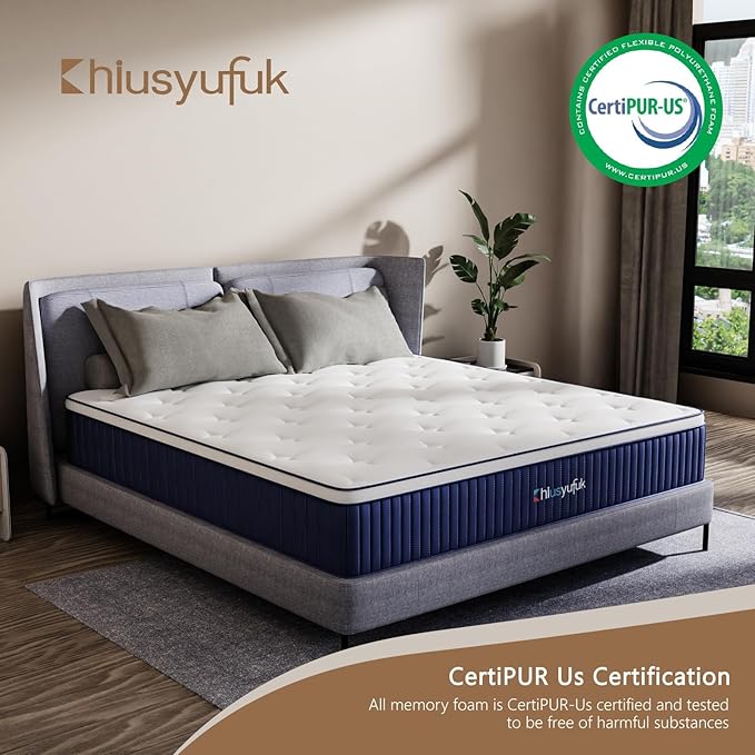 12 inch king size mattress in a box, Hybrid Mattress,Gel Memory Foam Individually Wrapped Pocket Coils Innerspring Pressure Relief,Soft,CertiPUR-US Certified,Fiberglass-Free, (12 Inch, King)