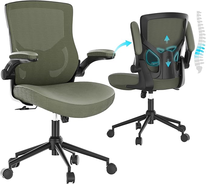 Office Chair, High Back Desk Chair Adjustable Height and Ergonomic Design Home Office Computer Chair Executive Lumbar Support Padded Flip-up Armrest Swivel Task Chair