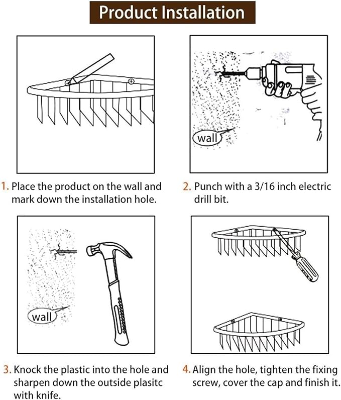 Bathroom Shower Caddy Corner Shelf, Corner-Hollow Design, Ultra Sturdy Rust-Proof Stainless Steel Shelf Organizer Shampoo Holder, Wall Mounted Storage Rack for Bathroom, Polished Chrome