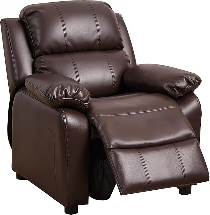 JC Home Macaron Kids Reclining Chair Leather Recliner Sofa Push Back Toddler Youth Children Child Ages 2-8