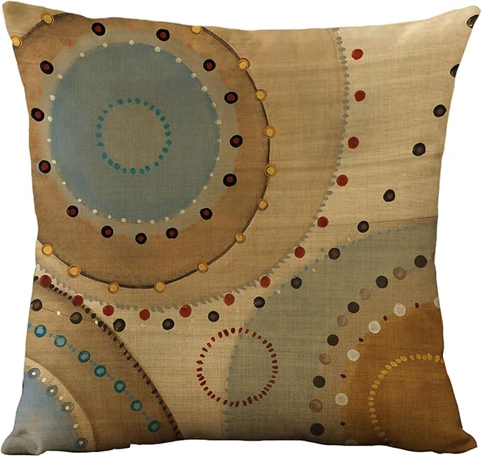 WOMHOPE Set of 4 Vintage Geometric Decorative Throw Pillow Covers Pillow Cases Cushion Cases 18 x 18 Inch for Living Room,Couch and Bed (Circle)