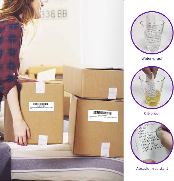 AveneMark 12 Rolls 2" x 1" Direct Thermal Labels for Barcodes Postage Address Shipping Labels Compatible with Rollo & Zebra Desktop Printers Adhesive - 1300 Labels/Roll