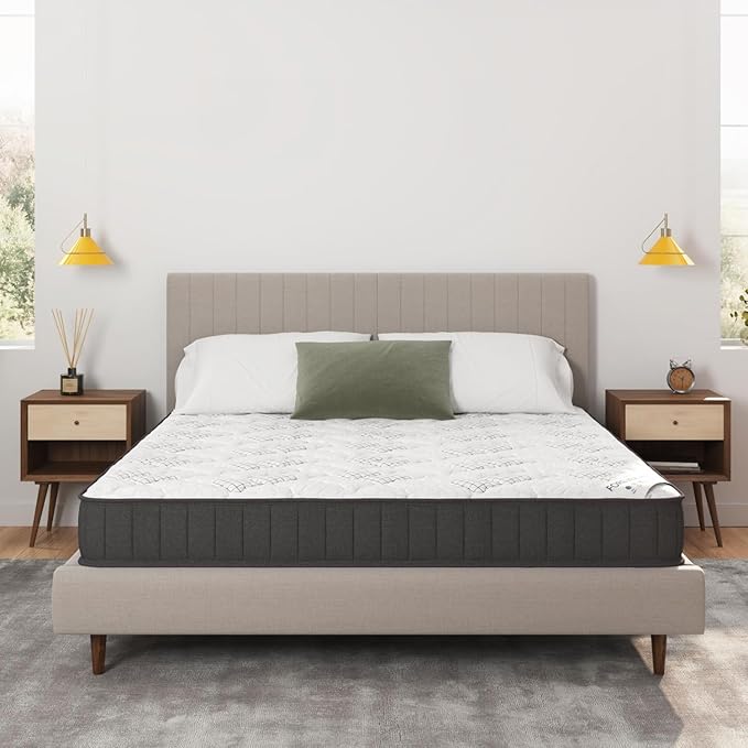 Ottomanson Full 9" Hybrid Mattress - Rock Hard Feel - Made in USA - Individually Pocketed Coils & CertiPUR-US Foam - Fiberglass-Free - Bed in a Box