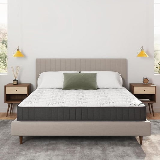 Ottomanson Full 9" Hybrid Mattress - Rock Hard Feel - Made in USA - Individually Pocketed Coils & CertiPUR-US Foam - Fiberglass-Free - Bed in a Box