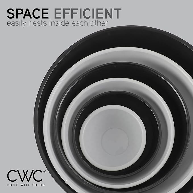 COOK WITH COLOR Mixing Bowls with Lids - 12 Piece Plastic Nesting Bowls Set includes 6 Prep Bowls and 6 Lids, Diamond Design - Microwave Safe (Mint)