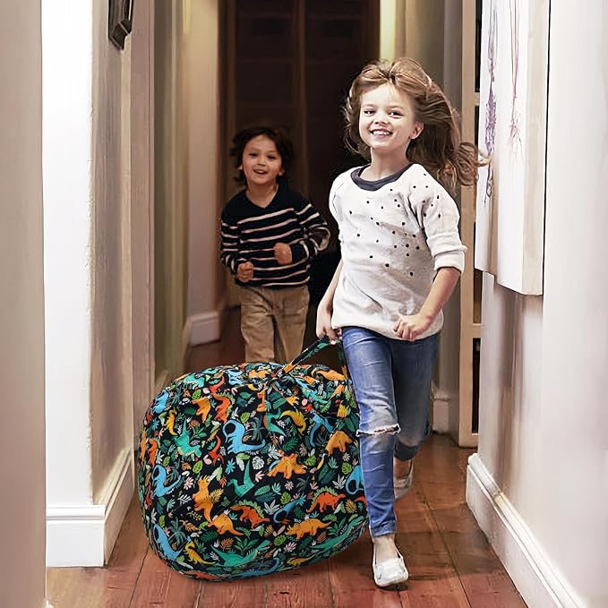Bean Bag Chair for Kids Stuffed Animal Storage Beanbag Chairs,Toddler Toy Storage Organizer for Girls and Boys,32'' Cover Only（No Filling)