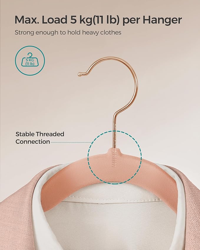 SONGMICS Velvet Hangers 100 Pack, Non-Slip Clothes, Suit With Shoulder Notches, Pants Bar, 360 Swivel Hook, Space-Saving, for Closet, Jelly Pink UCRF029R100