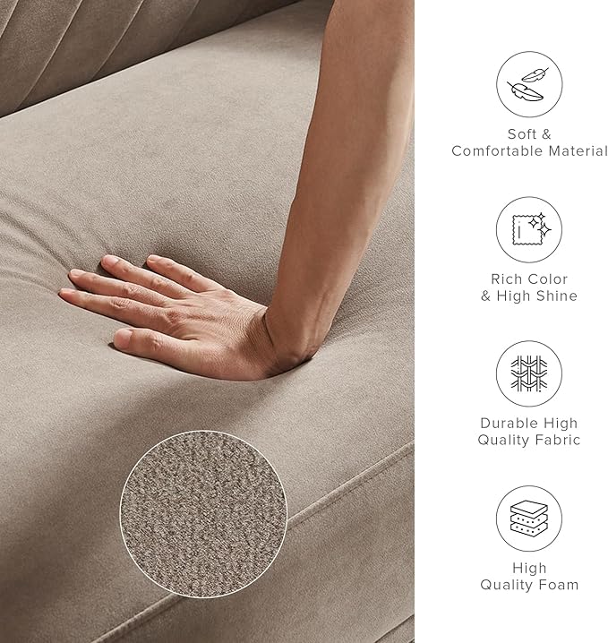 mopio 76.8" Futon Sofa Bed, Small Couch, Sleeper, Loveseat, Mid Century Modern Futon Couch, Sofa Cama, Couches for Living Room (Mocha Brown Premium Velvet)