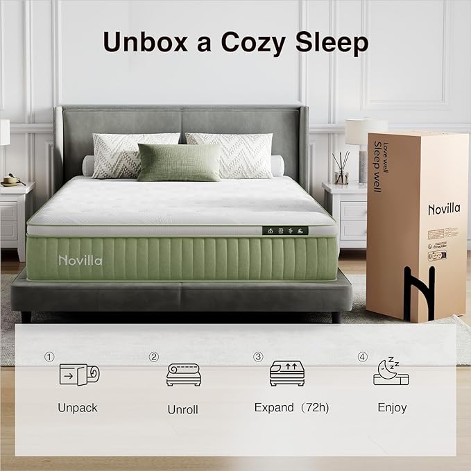 Novilla Twin Mattress for Kids, Twin Hybrid Mattress 10 Inch in a Box with Individual Pocketed Springs & Gel Memory Foam for Body Support & Back Pain Relief & Cool Night Sleep, CertiPUR-US Certified